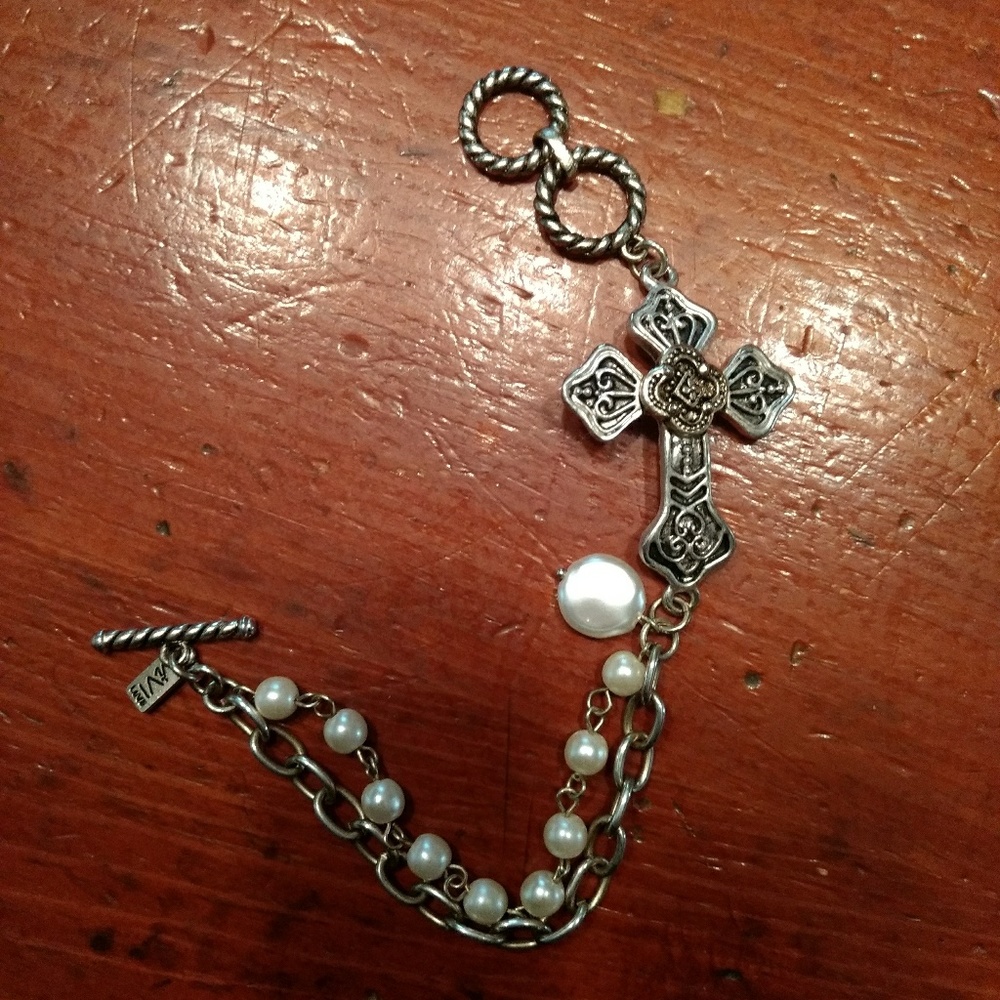COOKIE LEE ViVI live cross bracelet with pearl